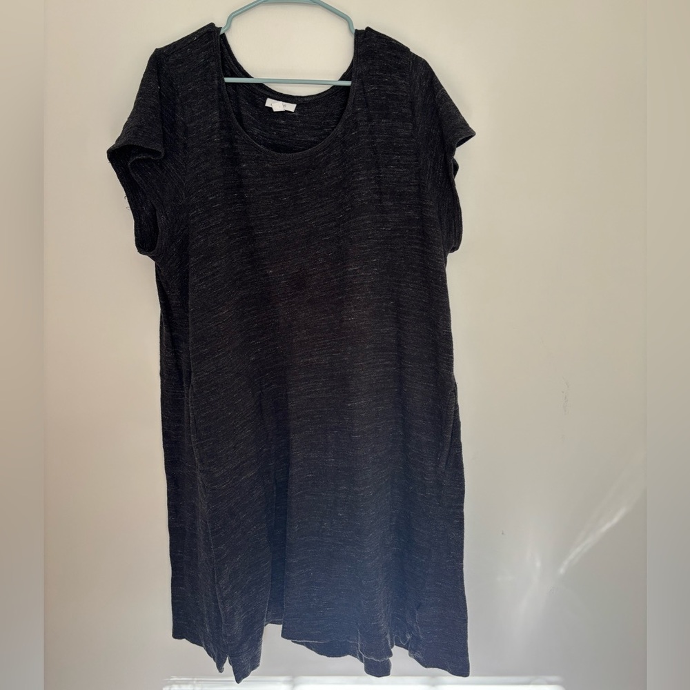 J. Jill PureJill Dark Gray Marled T-Shirt Dress With Pockets Size XL Tall